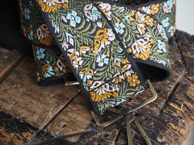 Cute Floral Woven Crossbody Purse Strap - Blue Yellow Green Black image 5