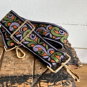 Neu!! Retro Woven Umhängetasche Gitarrengurt - lila/orange/grün/schwarz