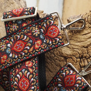 Guitar Strap Crossbody Purse Strap Vintage Style Replacement Bag Strap Floral Design Retro Long Wide Cute Purse Strap