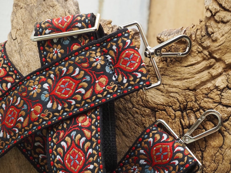 Guitar Strap Crossbody Purse Strap Vintage Style Replacement Bag Strap Floral Design Retro Long Wide Cute Purse Strap