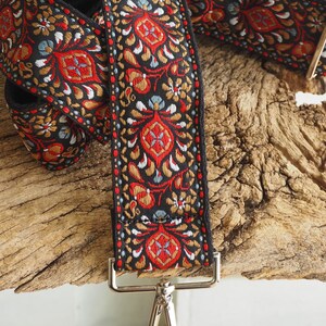 Guitar Strap Crossbody Purse Strap Vintage Style Replacement Bag Strap Floral Design Retro Long Wide Cute Purse Strap