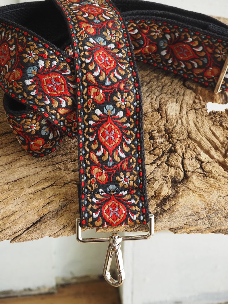 Guitar Strap Crossbody Purse Strap Vintage Style Replacement Bag Strap Floral Design Retro Long Wide Cute Purse Strap