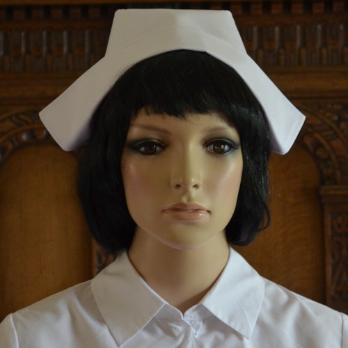 Old Fashioned Style White FABRIC NURSE HAT Hospital Nurse Cap Etsy