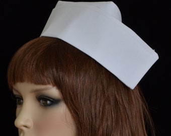 Vintage style FABRIC NURSE HAT white nurse cap with buttons