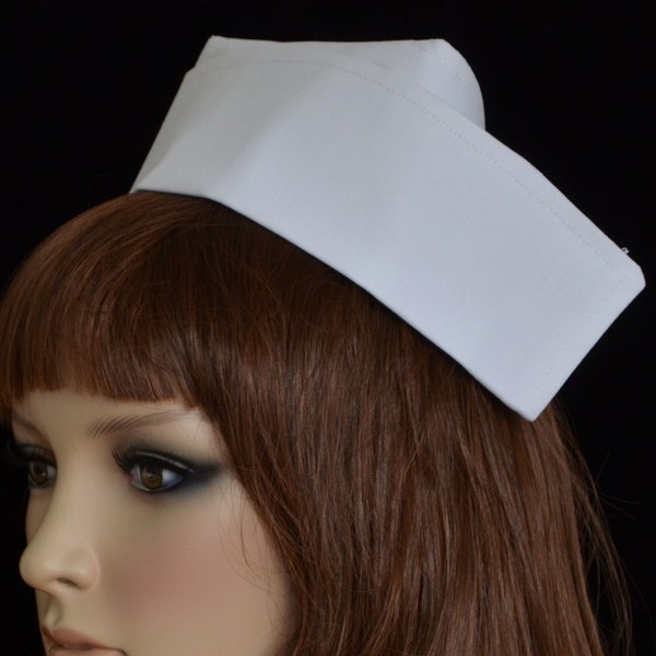 Vintage style FABRIC NURSE HAT white nurse cap with buttons