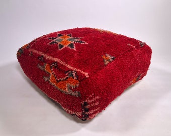 50%OFF** Moroccan Kilim Pouf Floor Pouf Vintage Moroccan Ottoman Beni Ourain Square Pouf, Yoga Meditation Cushion, Outdoor Red Kilim Pillows