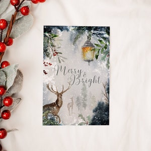 Carte de Noël Merry & Bright Téléchargement numérique, Carte de Noël, Téléchargeable et imprimable, Carte de Noël numérique, Par Gracefully Yours