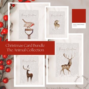BUNDLE - Collezione di animali Cartoline di Buon Natale, Cartolina di Natale scaricabile e stampabile, By Gracefully Yours