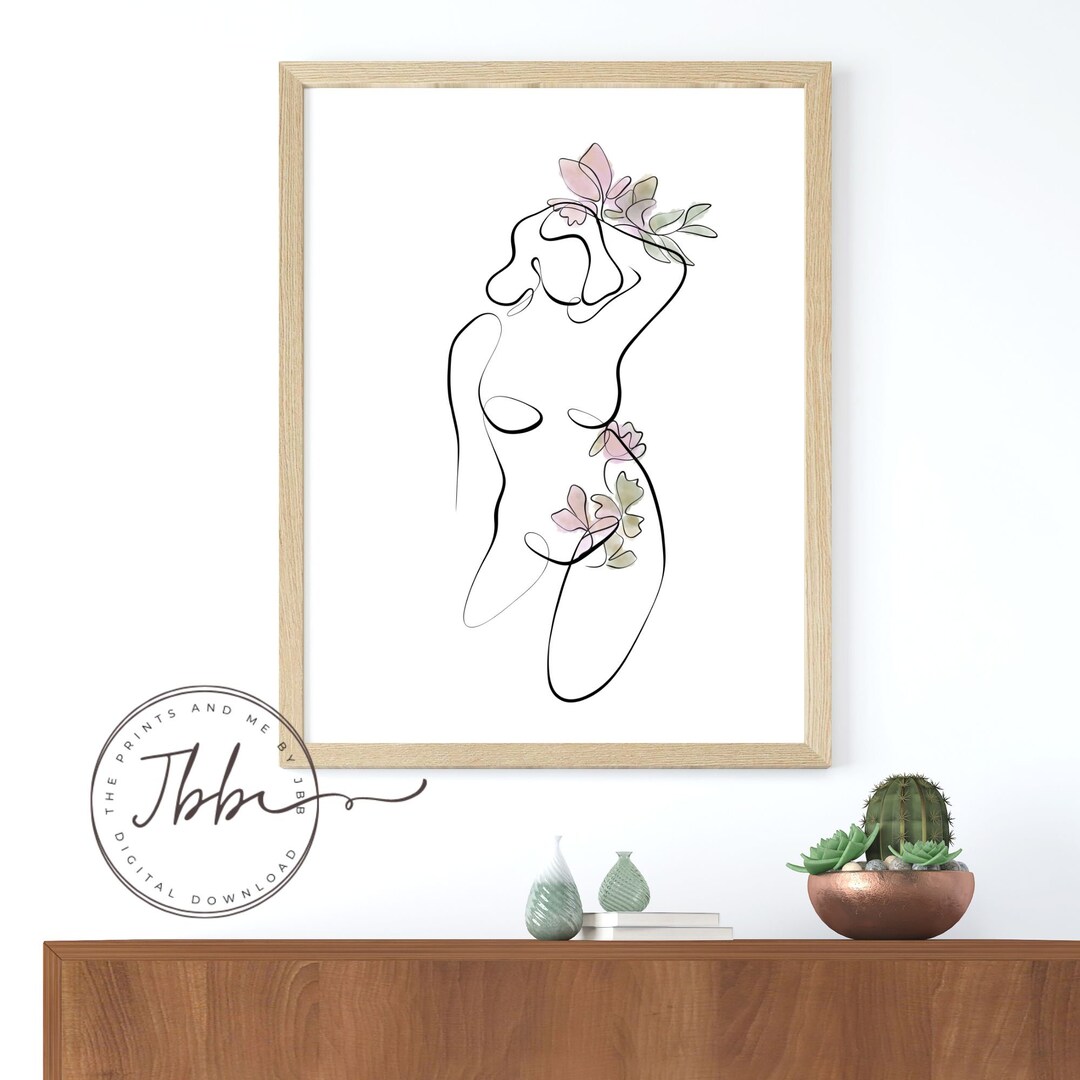 One Line Art Woman One Line Body Art Printable Download Etsy