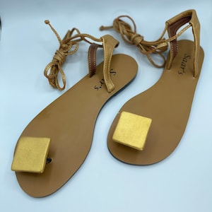 Leather square top sandals, leather sandals, gladiator, sandals, gold sandals, strap-up sandals, flip-flops, slippers, slip on, gold leather