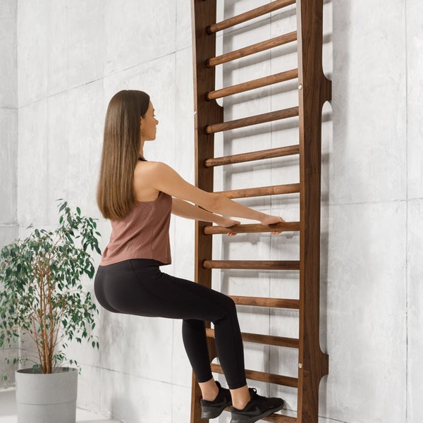 Swedish Ladder REED™ - Barres de décrochage haut de gamme, barres murales en bois, équipement de gym à domicile design