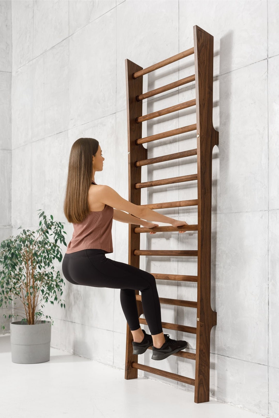 Escalera Sueca Barras de Pared Madera Espaldera para Gimnasio Fitness Casa  Deportiva Natural 80 x 52,5 x 220 cm