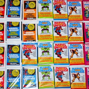 Carte collezionabili Vintage Impel Marvel Universe / Ologrammi Bonus / Carte sigillate in fabbrica SkyBox Marvel Universe 1993 Foil Packs