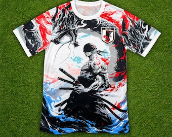 Camiseta de fútbol de edición especial Japan x Zoro One Piece, camiseta de fútbol, camiseta de anime, Trikot