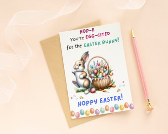 Happy Easter Card | Hoppy Easter | Funny Easter Card | Digital Print Easter Card| Easter Cards | Egg-Cited Easter