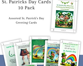 Assorted Funny St. Patrick's Day Greeting Cards | Dirty Irish Cards | Adult Cards | Leprechaun Cards | Variety of 10 designs|  Digital