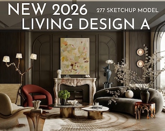 277 Living Room Design A SketchUp 3D Models | 2026 New Design | Interior Asset Pack