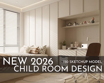 150 Child Study Room SketchUp 3D Models | 2026 New Interior Design Bundle