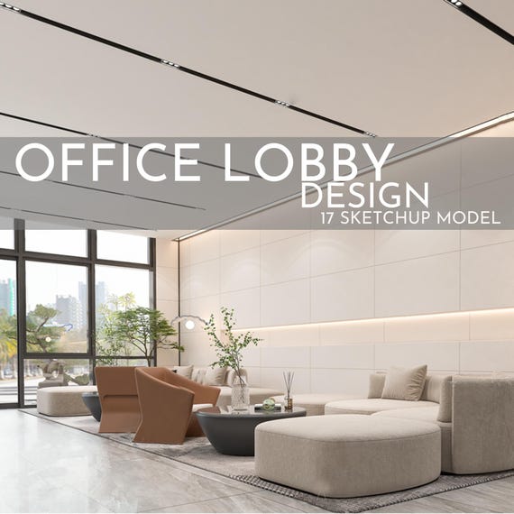 Office Lobby Interior Design 3D Model Sketchup (digital Download
