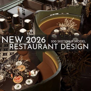 2026 NEU! 200 Restaurant - Sketchup 3D Hotelzimmer Inneneinrichtung, Modell