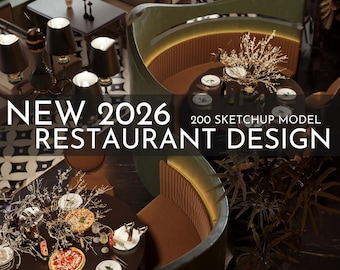 2026 NEW! 200 Restaurant - Sketchup 3D Hotel Room Interior Design Model