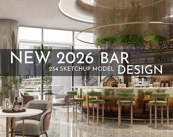 2026 NEW!  234 BAR PUB - Sketchup 3D Hotel Room Interior Design Model