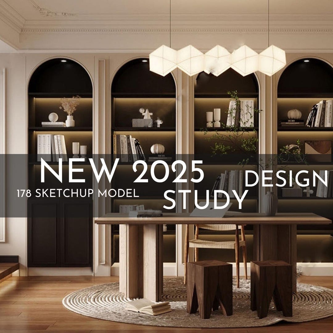2025 NEW Study 178 Sketchup 3D Model Interior Design Model - Main Image