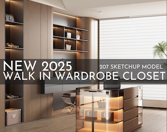 2025 NEW Walk in Wardrobe Closet - 207 Sketchup 3D Model Interior Design Model