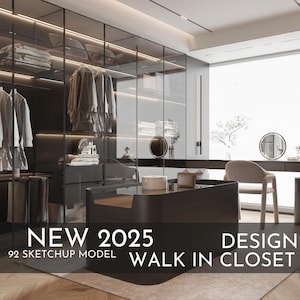 2025 NEUER begehbarer Kleiderschrank - 92 Sketchup 3D-Modell Innenarchitekturmodell
