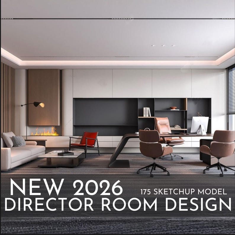 Director Room Design | 175 Sketchup 3D Models | Office Interior Asset ...