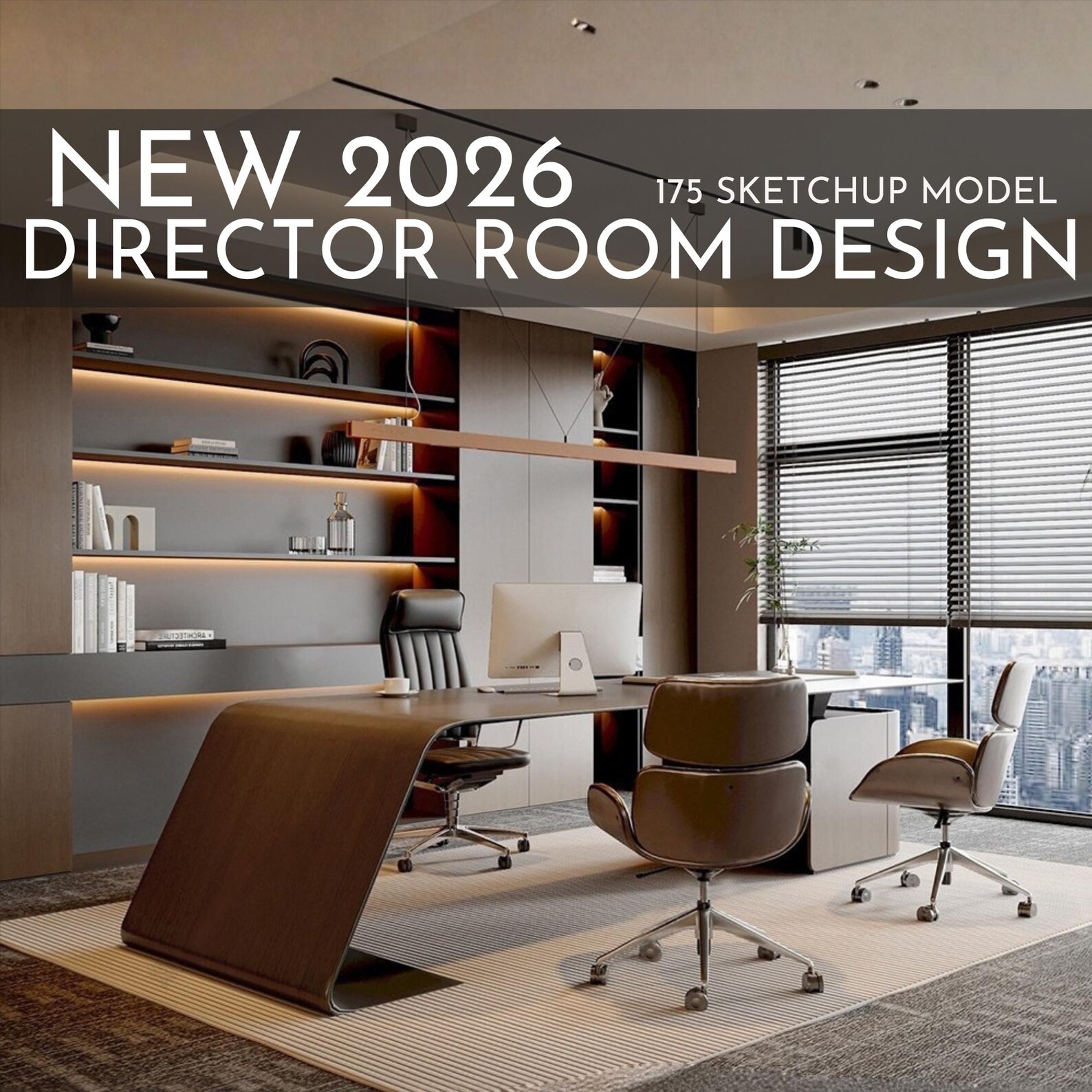 Director Room Design | 175 Sketchup 3D Models | Office Interior Asset ...