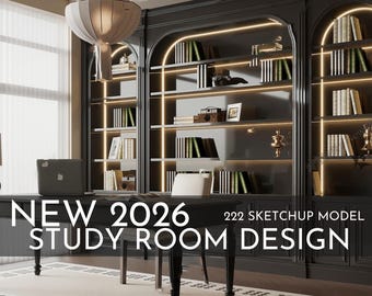 222 Study Room SketchUp 3D Models | 2026 New Design | Interior Asset Pack