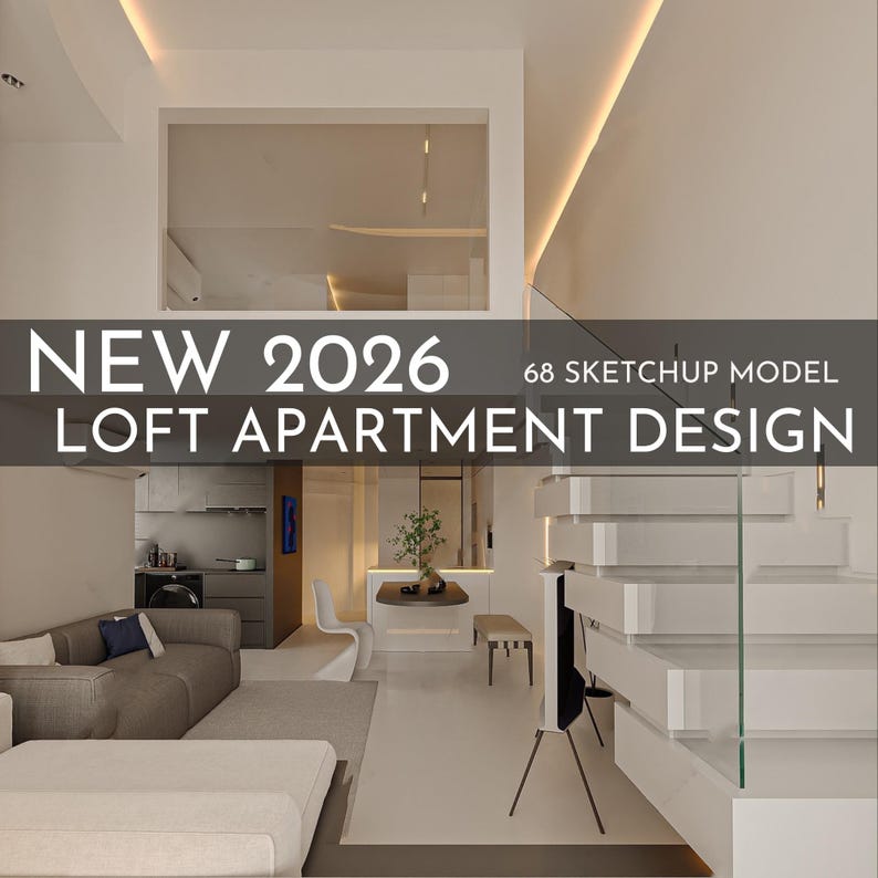 68 Loft Apartment Sketchup 3D Models | Modern Interior Asset Pack - Etsy