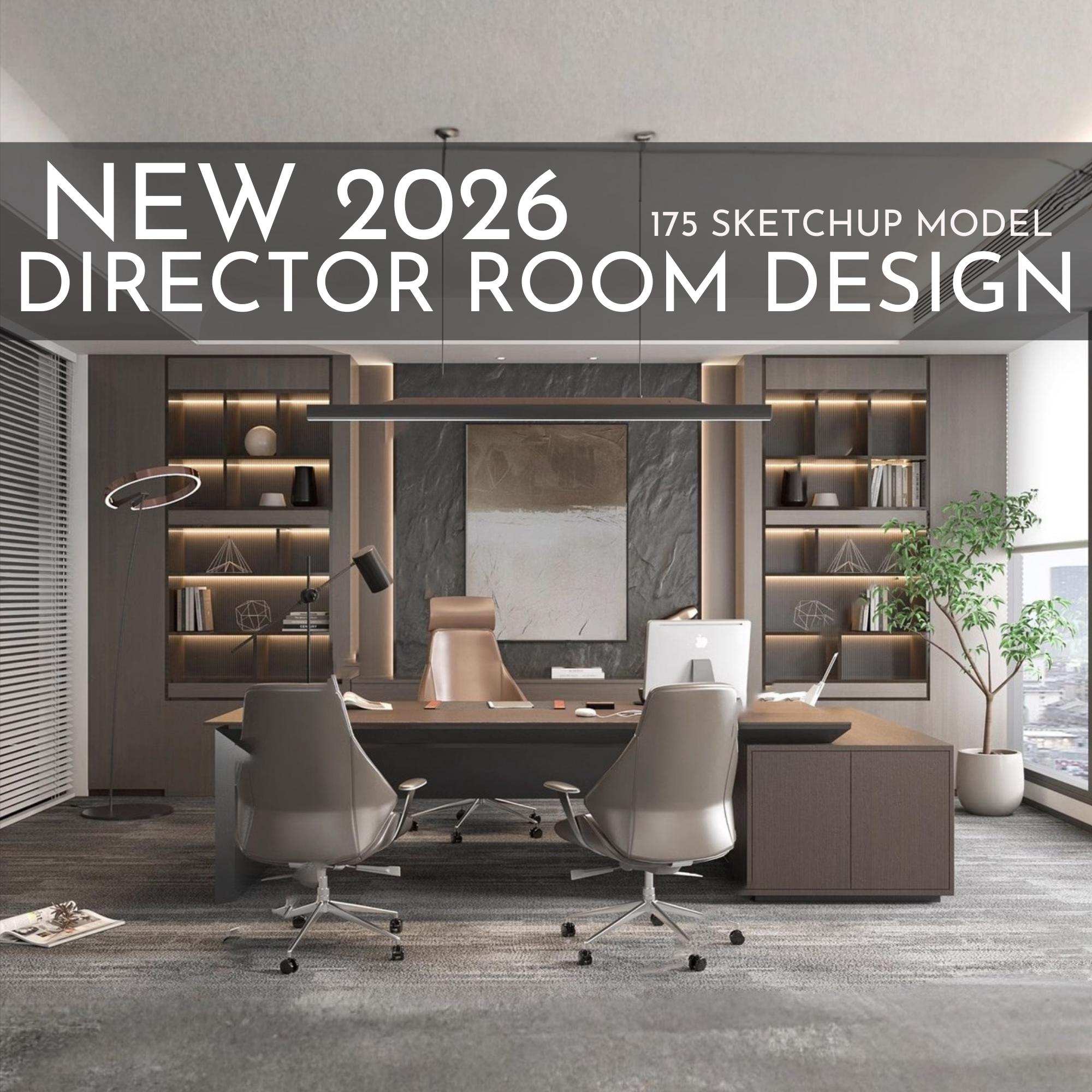 Director Room Design | 175 Sketchup 3D Models | Office Interior Asset ...