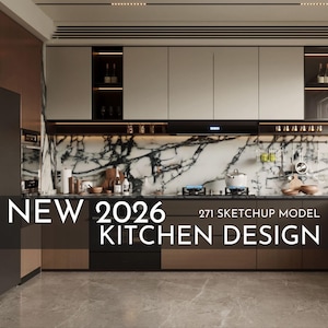 271 modelos 3D de cocinas en SketchUp / Nuevo diseño de 2026 / Paquete de recursos de interiorismo
