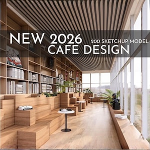 ¡NUEVO 2026! 200 CAFE - Modelo de diseño de interiores de cafetería en 3D de Sketchup