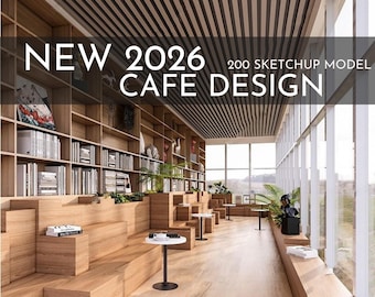 2026 NEW!  200 CAFE  - Sketchup 3D CAFE Interior Design Model