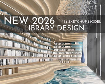 NEW 2026 Library Bookstore 184 Interior Design 3D Model - Sketchup Commercial Space (Digital Download)