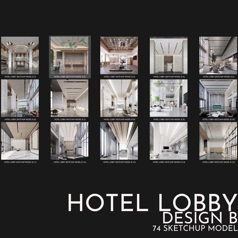 74 Hotel Lobby Set B - Sketchup 3D Hotel Lobby Interior Design Model ...