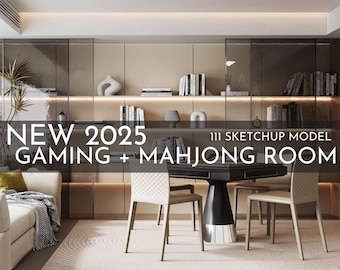 2025 NEW! 111 Gaming + Mahjong Room - Sketchup 3D Interior Design Model
