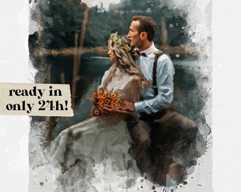 Custom Watercolor Painting, Personalized Gift, Wedding Gift, Birthday Gift for Her, Family Portrait, Digital Custom Painting from Photo