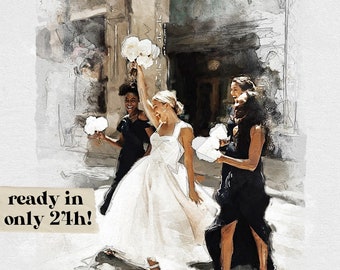 Custom Watercolor Painting, Personalized Gift, Wedding Gift, Portrait from photo, Anniversary Gift, Photo Gifts, Digital Sketch Painting