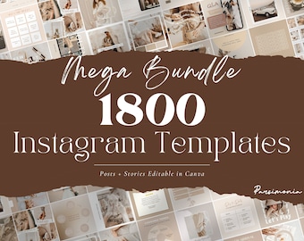 1800 Neutral Instagram Post Templates - Engagement - Story Templates - Canva Blogger Template - Business - Coach - Reels - Beige Feed - Boho