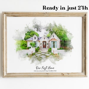 Custom Watercolor House Portrait,Watercolor House Painting,Personalized Housewarming Gift,First Home Gift,Realtor Closing Gift,Home Portrait