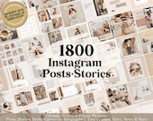 1800 Neutral Instagram Post Templates - Engagement - Story Templates - Canva Blogger Template - Business - Coach - Reels - Beige Feed - Boho