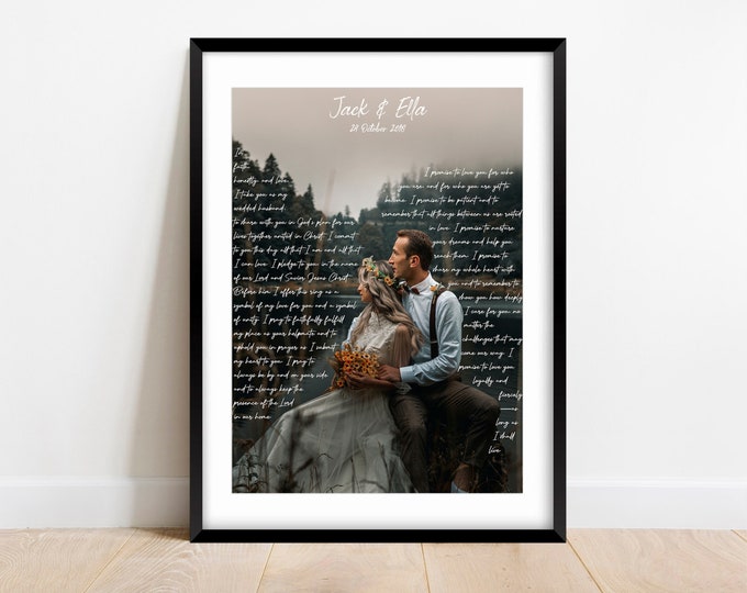 Wedding Vows Framed, Wedding Vow Print, Custom Matching His and Hers Wedding Vows, First Wedding Anniversary Gift, Our Vows Gift
