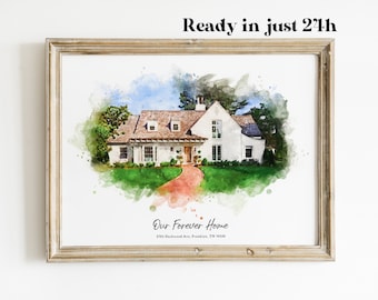Unique Home Portrait - Housewarming Gift, Home Painting, House Portrait, Watercolor House Painting, Realtor Closing Gift, New Home Gift