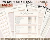 EDITABLE 75 Soft Challenge Tracker Bundle | Printable | Daily 75 Soft Challenge journal | Fitness & Health Planner | Habit Tracker | Digital