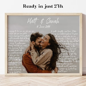Wedding Vows Framed, 1st Anniversary Gift, Vows, Wedding Vows, First Wedding Anniversary Gift for her, 5th Anniversary Gift, Our vows gift