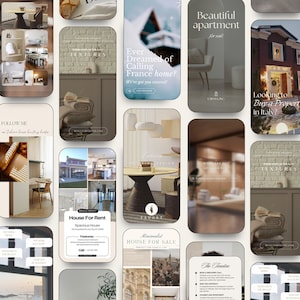 May include: A collage of images showcasing various real estate properties, including apartments, houses, and a property in Italy. The images feature interior and exterior shots, with some including text about the properties.